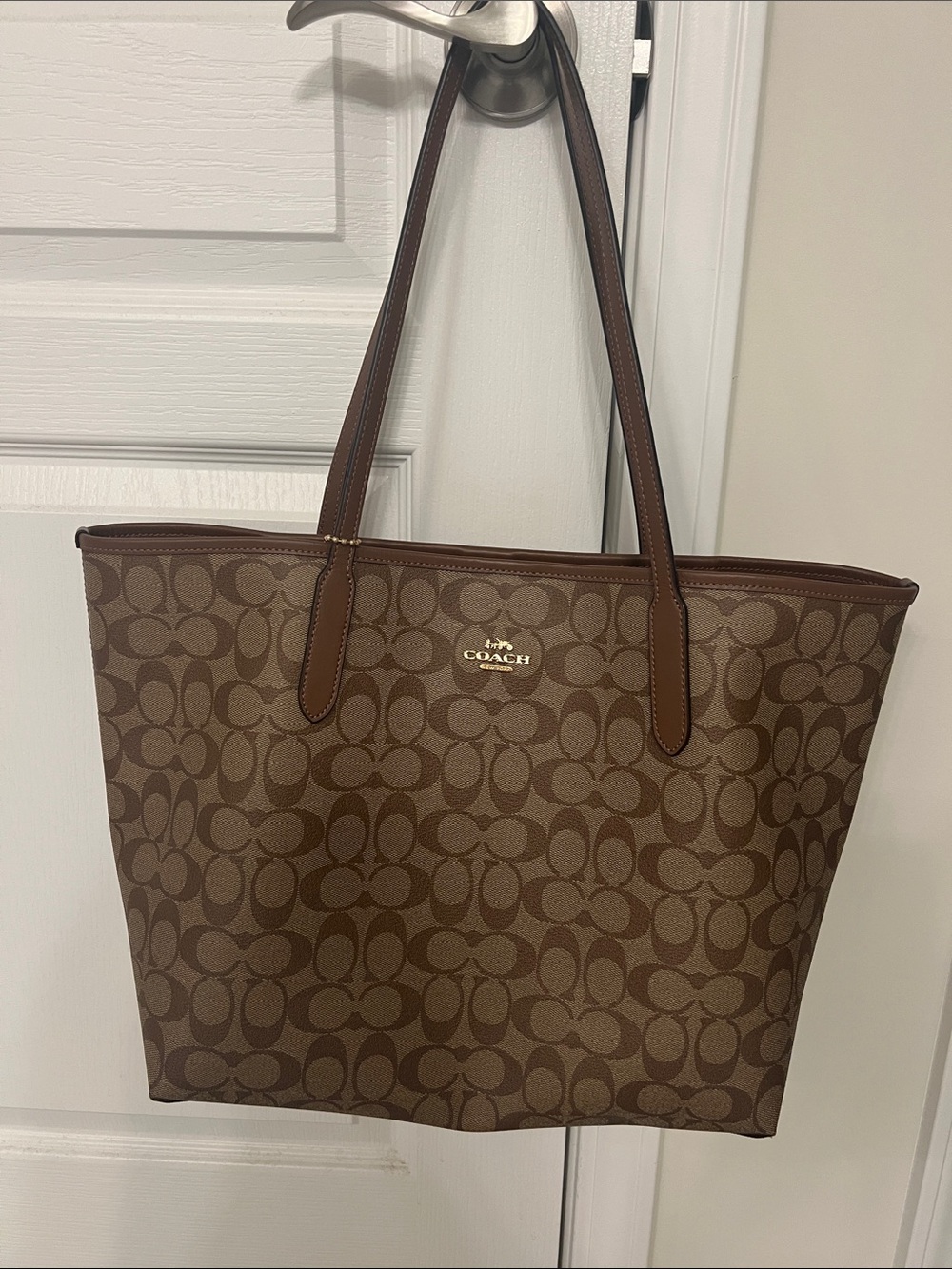 Coach Tan & Brown double sides Signature Canvas Tote